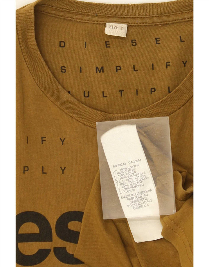 T-shirt grafica da uomo Diesel Top grande in cotone marrone