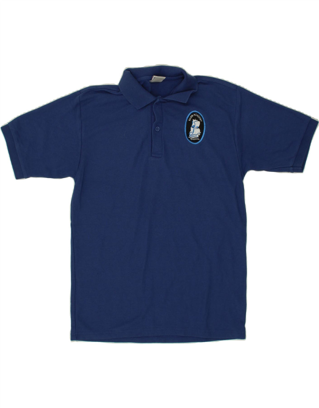 RUSSELL ATHLETIC Mens Graphic Polo Shirt Small Navy Blue Cotton Vintage Russell Athletic and Second-Hand Russell Athletic from Messina Hembry 