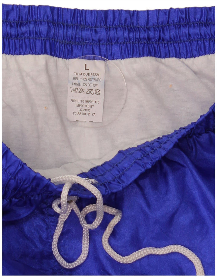 Pantaloni da tuta vintage da uomo, pantaloni da jogging, grandi, in poliammide color block blu