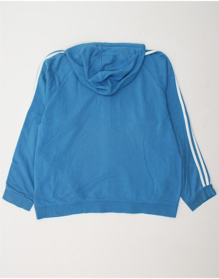 Maglione con cappuccio e zip da uomo ADIDAS XL in cotone blu