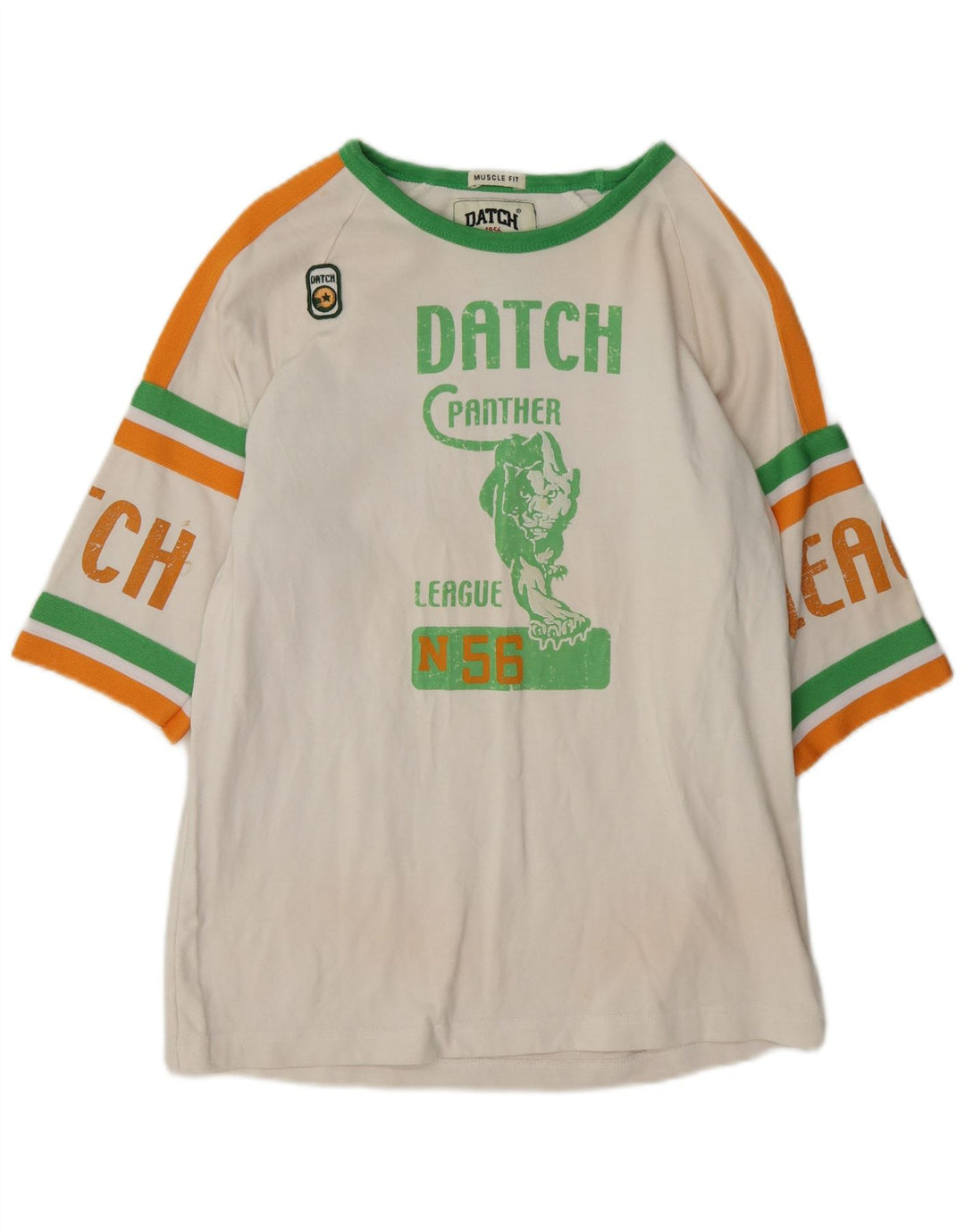 Top grafico da uomo Datch manica 3/4 piccolo in cotone bianco