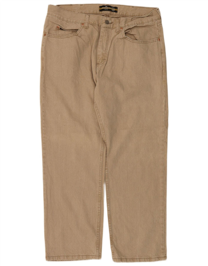 LEE Mens Regular Fit Straight Jeans W36 L29 Beige Cotton