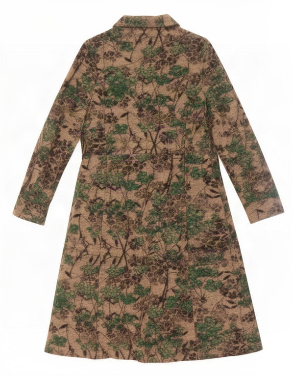 Avoca Womens Oversized Overcoat Size 3 XS Beige Floral Wool