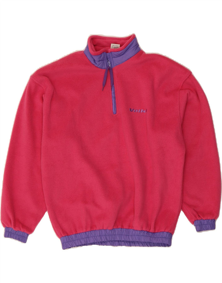 VOLKL Mens Zip Neck Fleece Jumper Small Pink Polyester Vintage Volkl and Second-Hand Volkl from Messina Hembry 