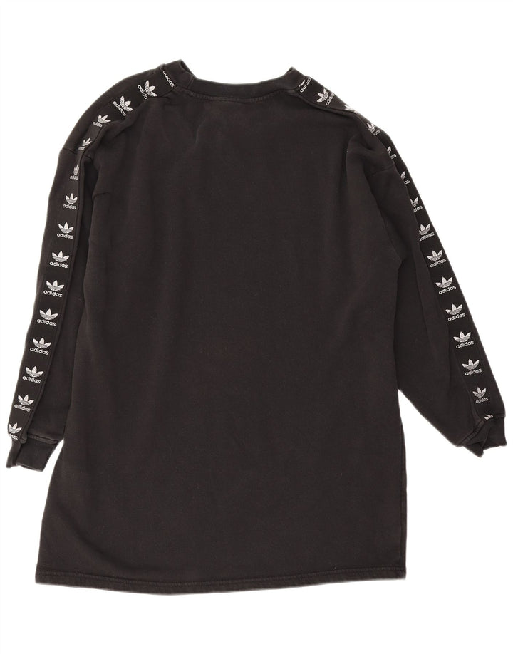 Felpa grafica Adidas da donna con linea lunga, maglione UK 12, cotone nero medio