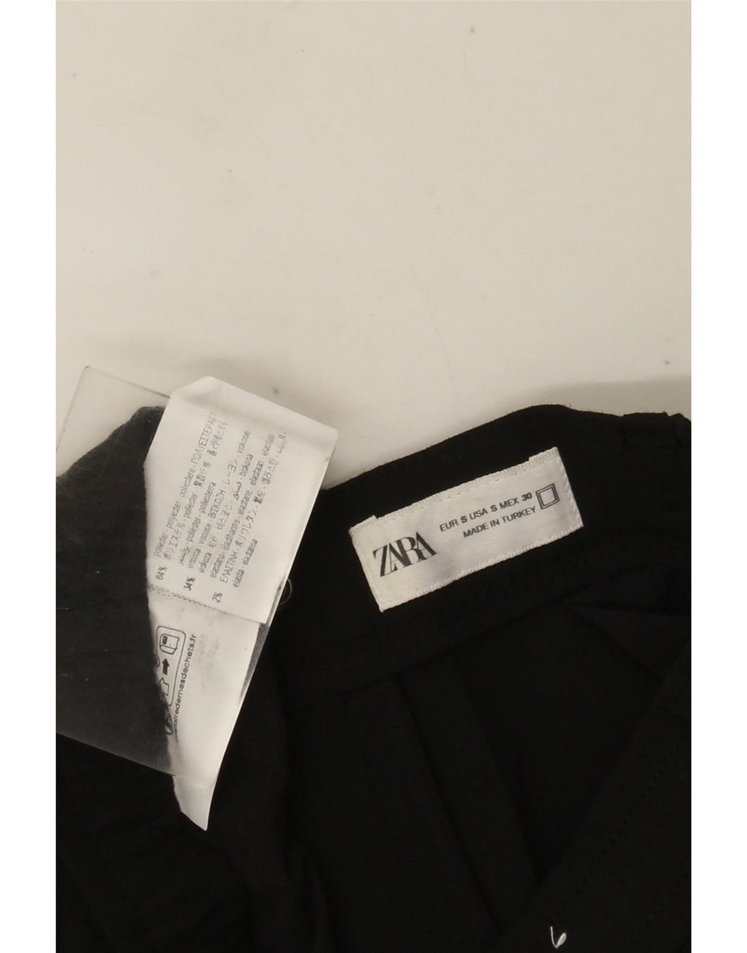 Pantaloni chino slim da uomo Zara piccoli W30 L29 poliestere nero
