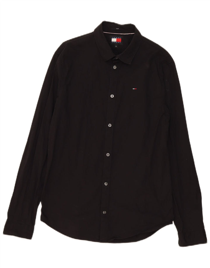 Camicia slim fit da uomo Tommy Hilfiger in cotone nero medio