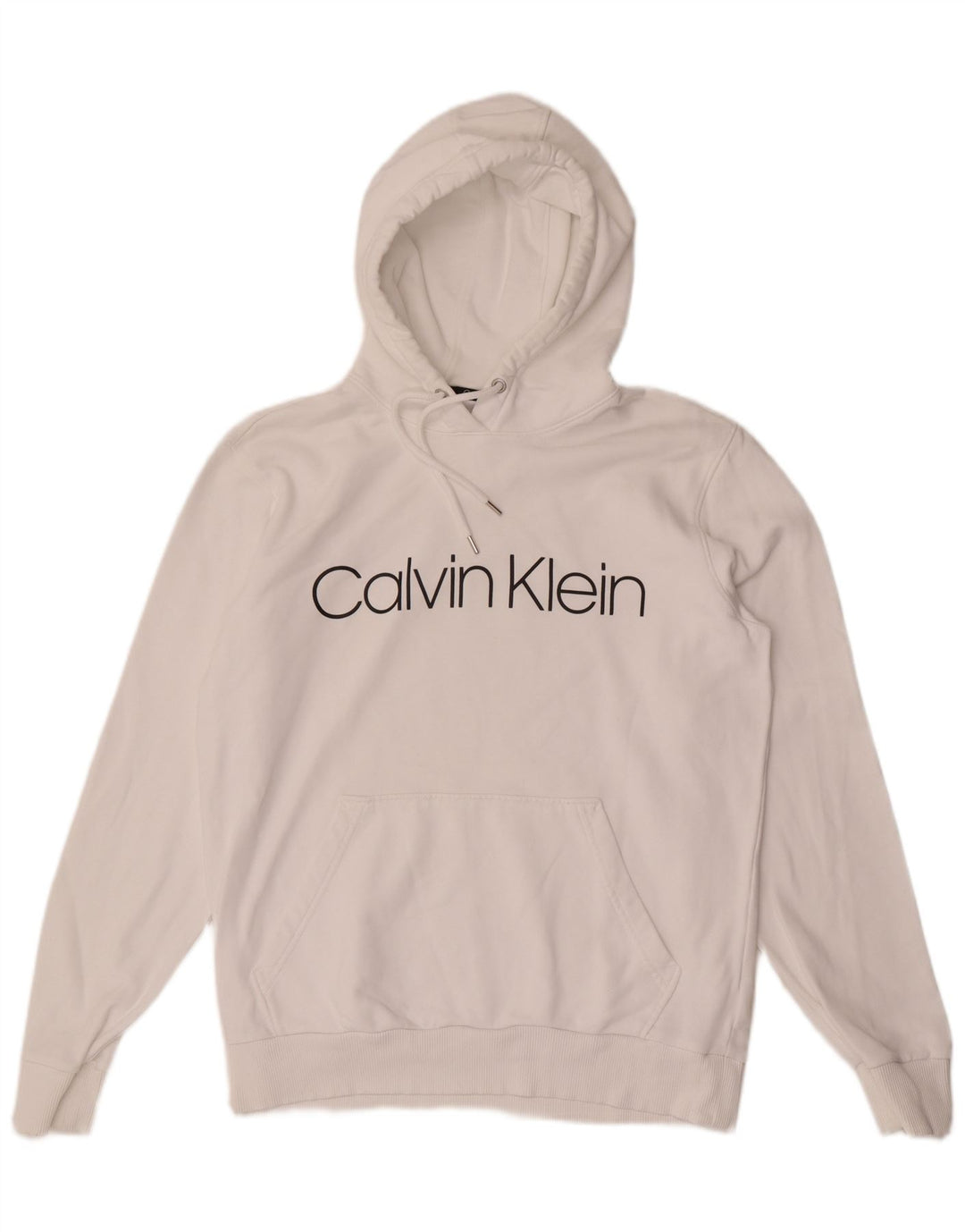Maglione con cappuccio grafico da uomo Calvin Klein piccolo in cotone bianco