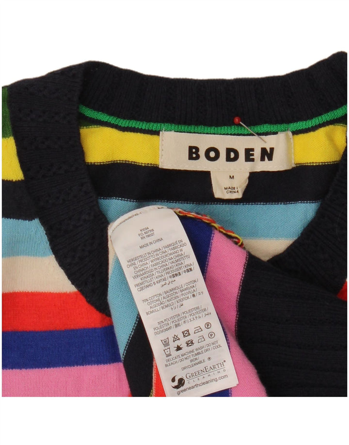 Maglione maglione girocollo da donna Boden UK 14 a righe multicolori medie