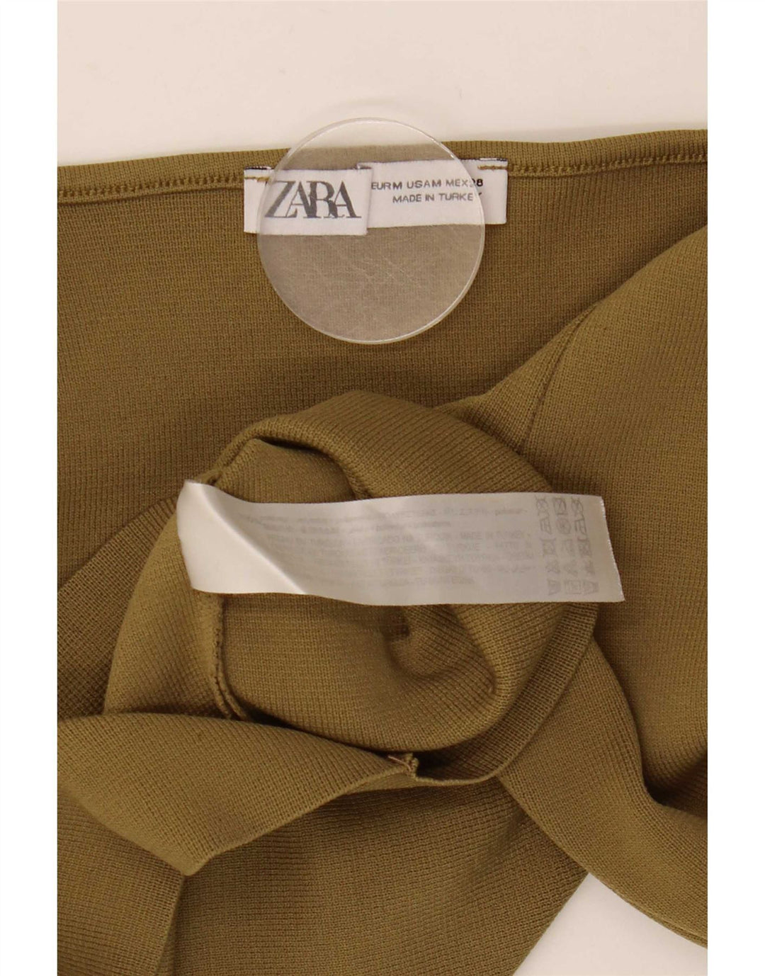 Top corto da donna Zara a maniche lunghe UK 12 poliestere kaki medio