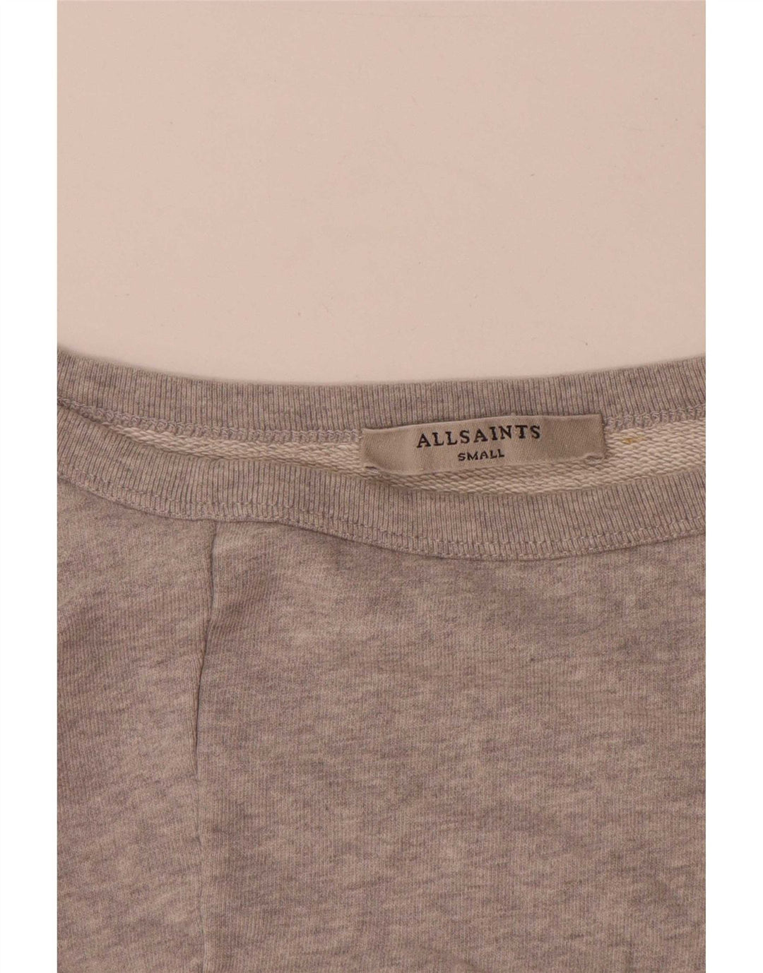 Felpa oversize da donna di All Saints, maglione UK 10, piccolo cotone grigio