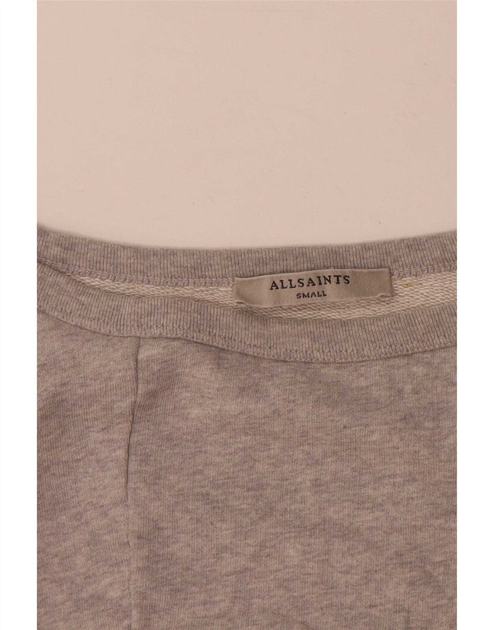 Felpa oversize da donna di All Saints, maglione UK 10, piccolo cotone grigio