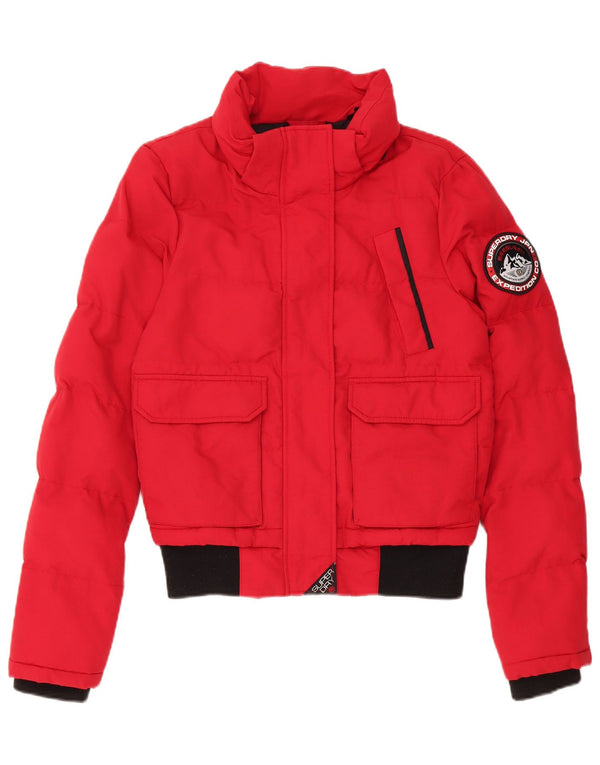 Superdry Womens Oversized Padded Jacket UK 8 Small Red Colourblock Nylon