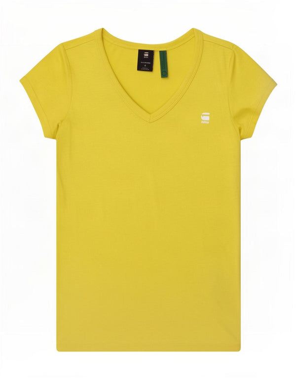 T-shirt regolare a maniche corte da donna G-Star UK 10 piccola in cotone giallo