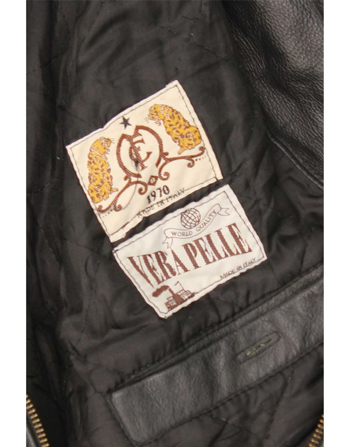 Giacca in pelle vintage da uomo UK 36 piccola nera