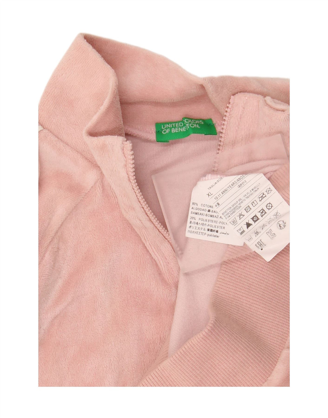 Giacca top della tuta da bambina BENETTON 10-11 anni XL Rosa Colourblock