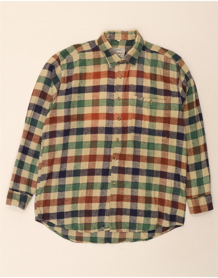 Camicia vintage da uomo in flanella taglia 41/42 grande cotone a quadri multicolore