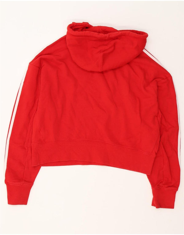 Maglione con cappuccio oversize corto da donna Adidas UK 12 rosso medio in cotone