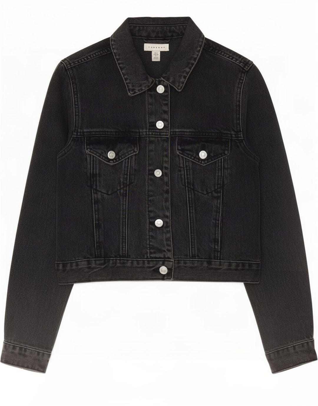 Giacca in denim corto da donna Topshop UK 8 piccolo cotone nero