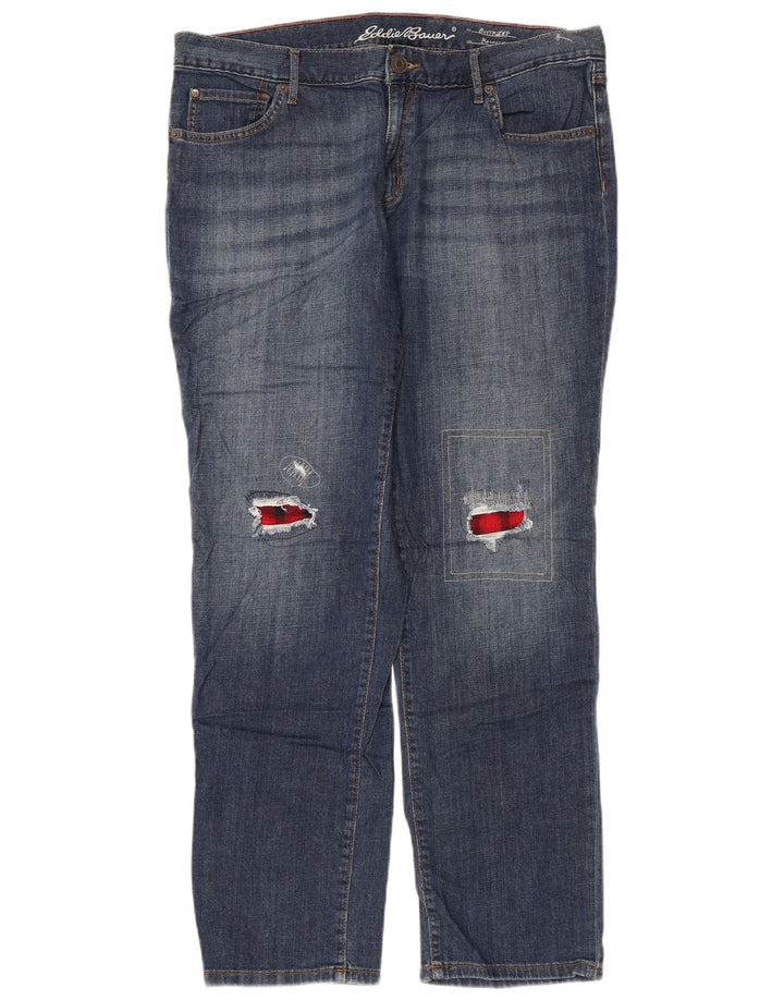 EDDIE BAUER Jeans dritti effetto used da donna W36 L30 blu