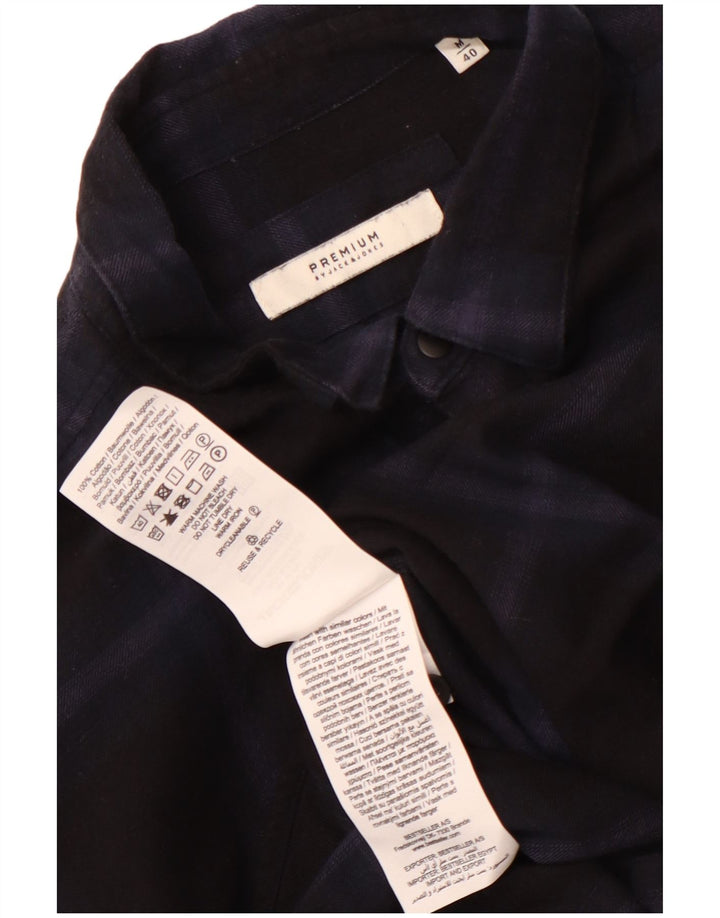 JACK & JONES Camicia in flanella da uomo taglia 40 media in cotone a quadri blu navy