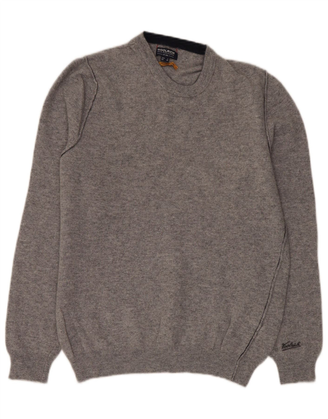 Maglione maglione girocollo da donna Woolrich UK 16 grande lana grigia