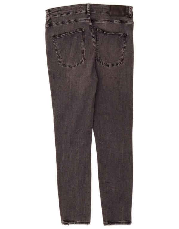 Jeans skinny a vita alta da donna Zara EU 42 Large W32 L27 Grigio