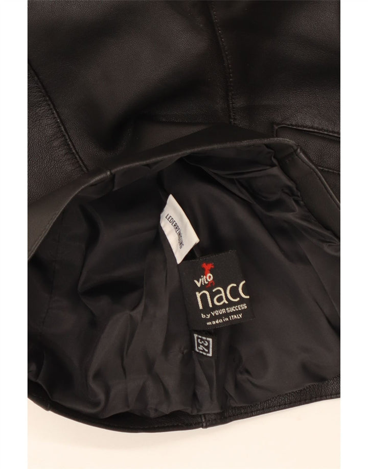 Gilet in pelle da donna VINTAGE EU 34 XS Pelle nera