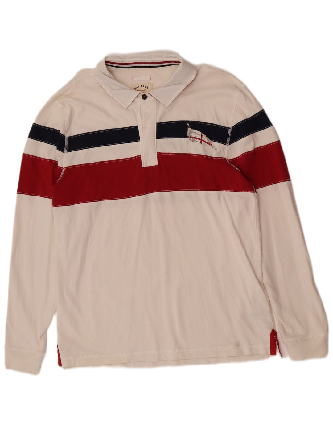 Polo da rugby da uomo a maniche lunghe Fat Face, grande, color bianco sporco
