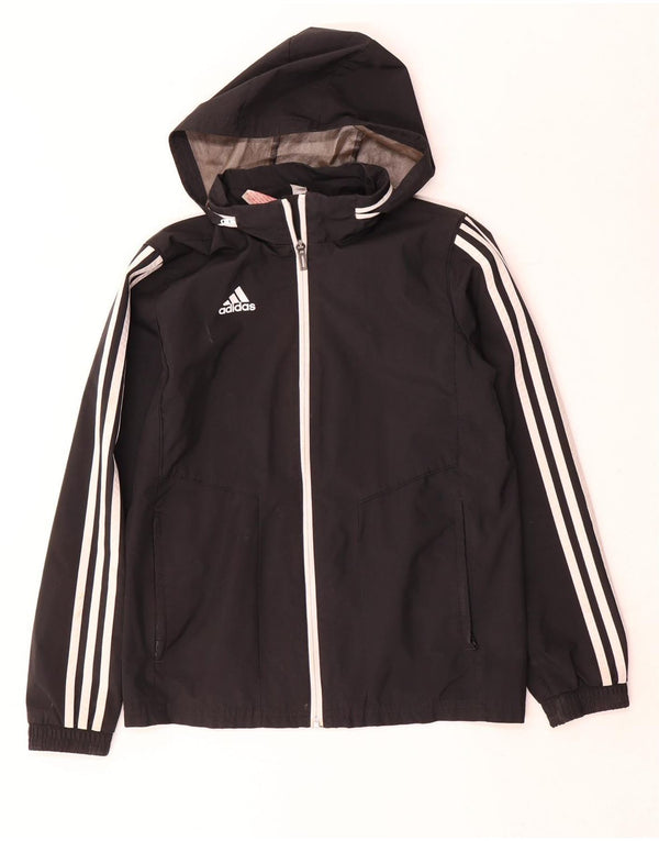 Giacca antipioggia con cappuccio Adidas da ragazzo 11-12 anni in poliestere nero