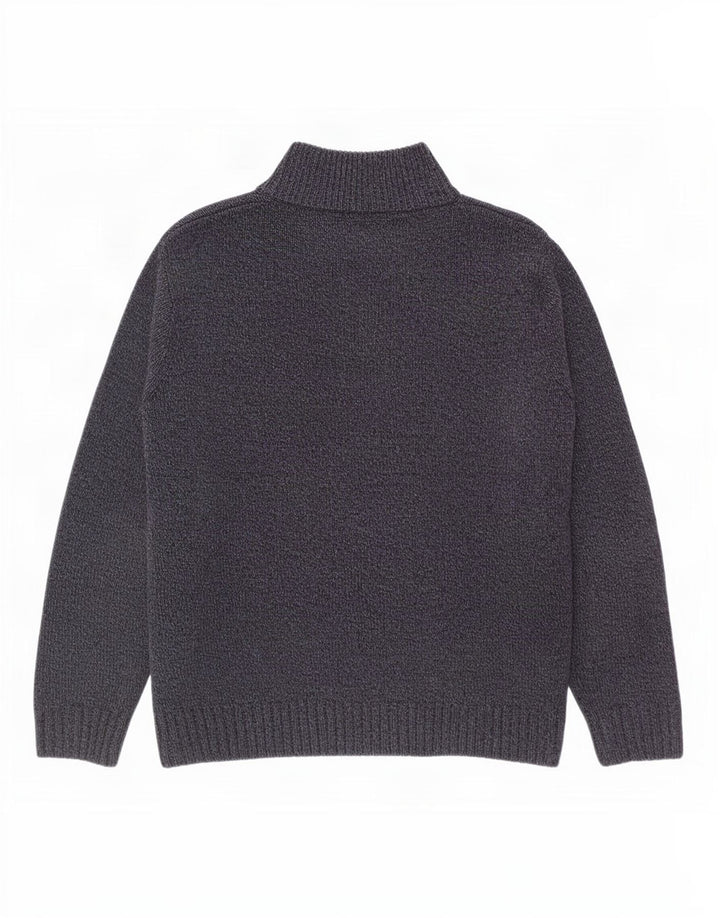 Maglione da uomo Marks & Spencer con bottoni e collo grande blu navy screziato