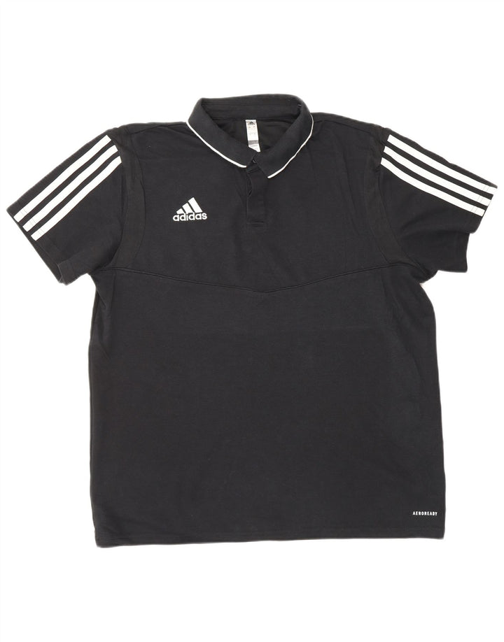 Polo ADIDAS da uomo Aeroready grande in cotone nero