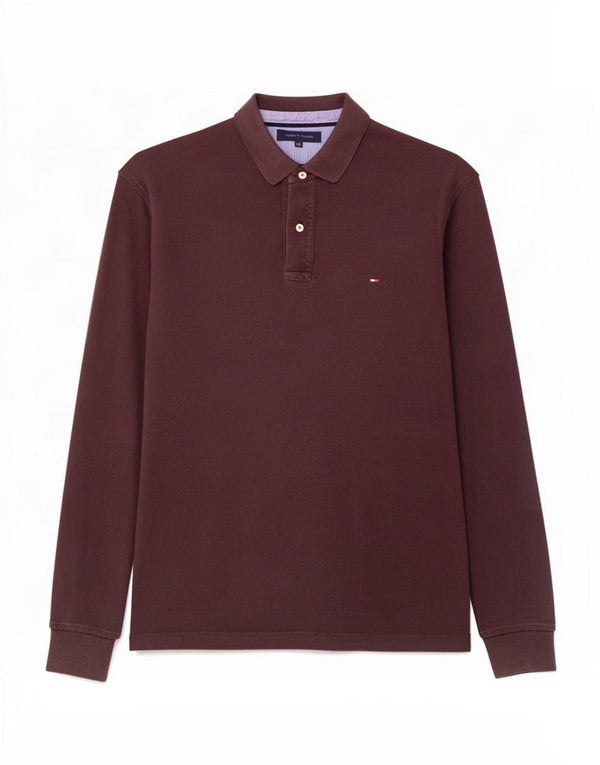 Polo a maniche lunghe da uomo Tommy Hilfiger 2XL Marrone