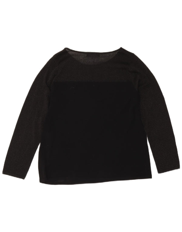 Top manica lunga da donna Marks & Spencer UK 18 XL viscosa nera