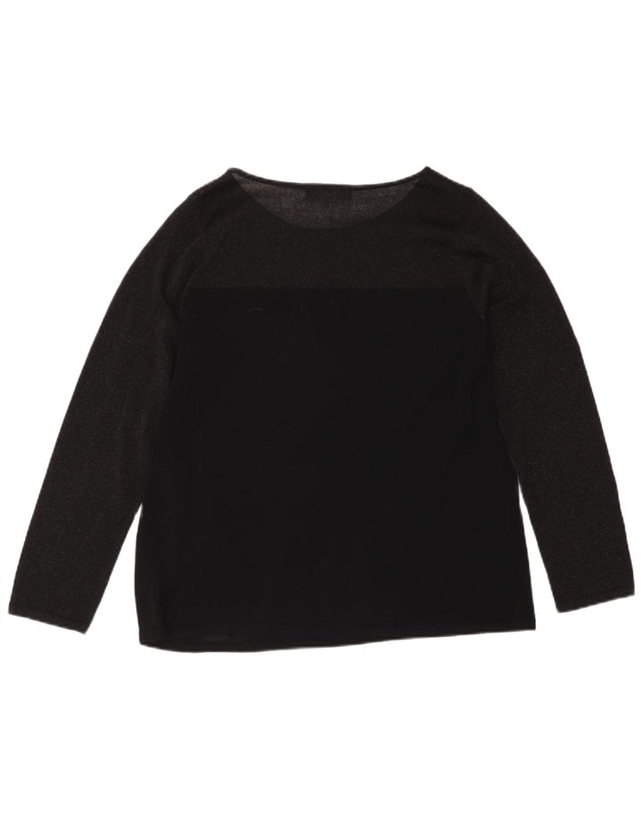Top manica lunga da donna Marks & Spencer UK 18 XL viscosa nera