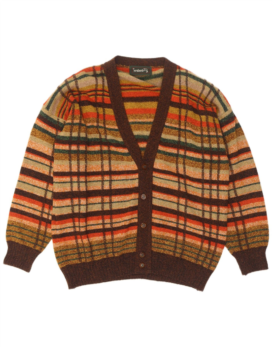 Maglione cardigan da uomo Arslanli Lana d'agnello a quadri multicolori grandi