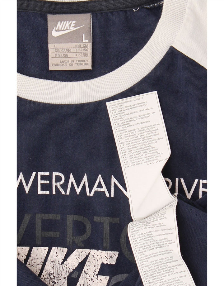 T-shirt grafica da uomo NIKE Top Large in cotone color block blu navy