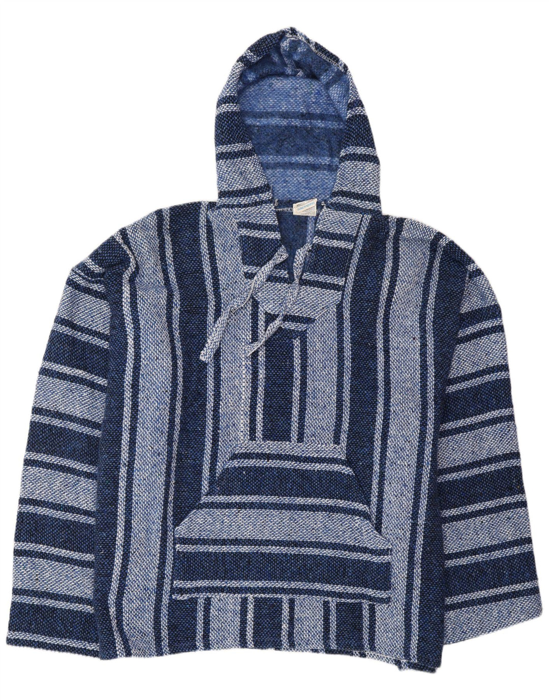 Maglione maglione con cappuccio da uomo VINTAGE 3XL acrilico a strisce blu
