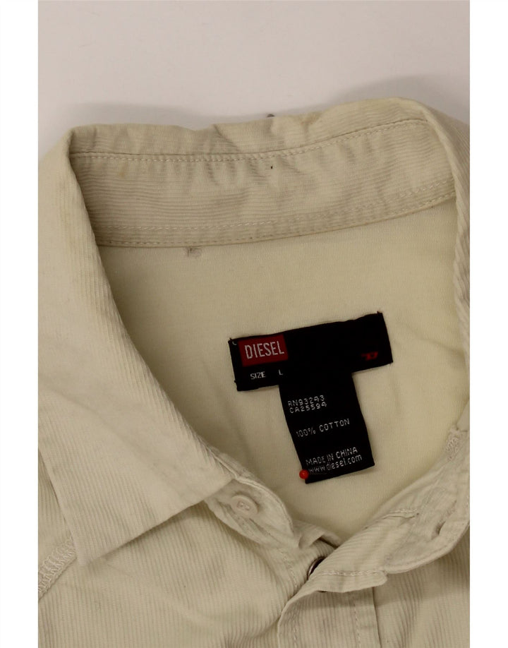 Camicia da uomo in velluto a coste Diesel grande in cotone beige
