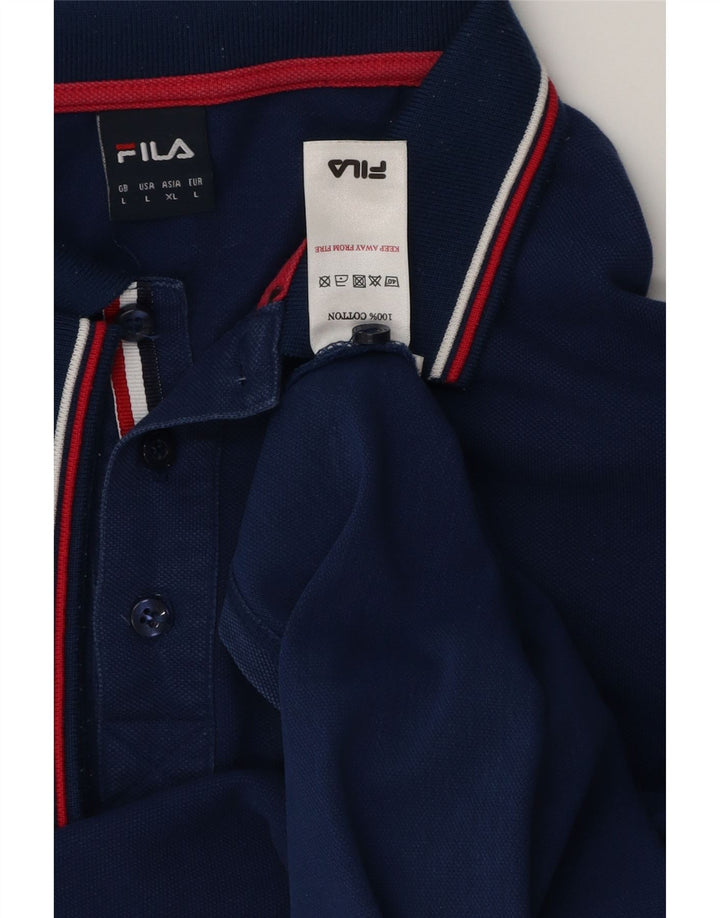Polo da uomo FILA grande in cotone blu navy