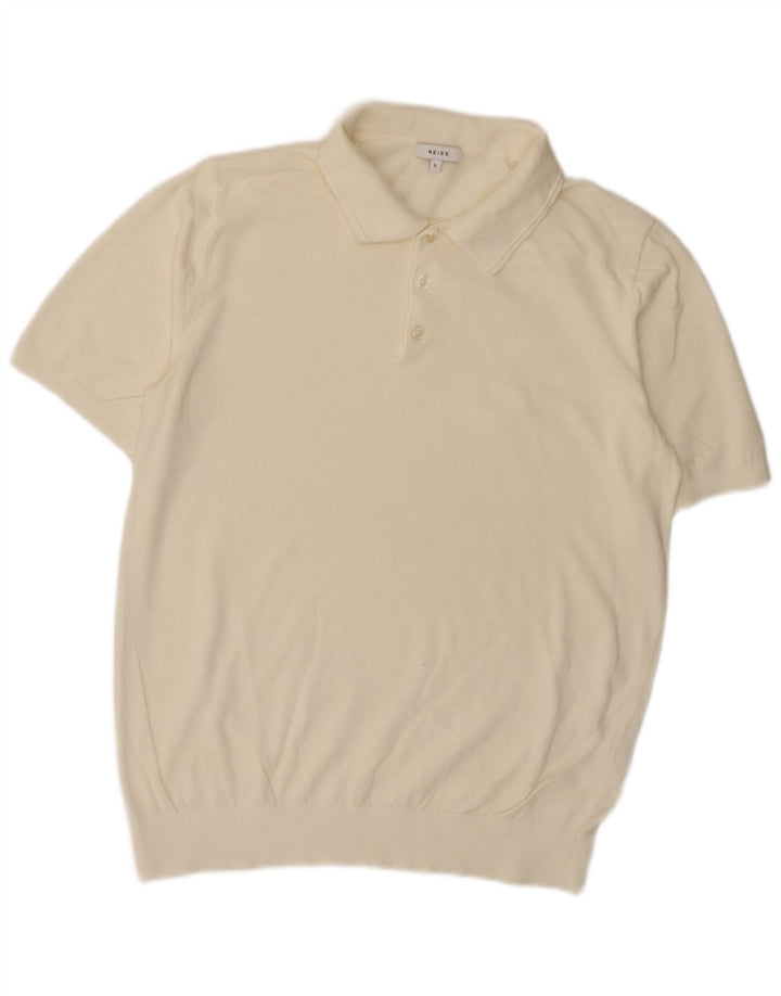 Polo da uomo Reiss grande in cotone bianco