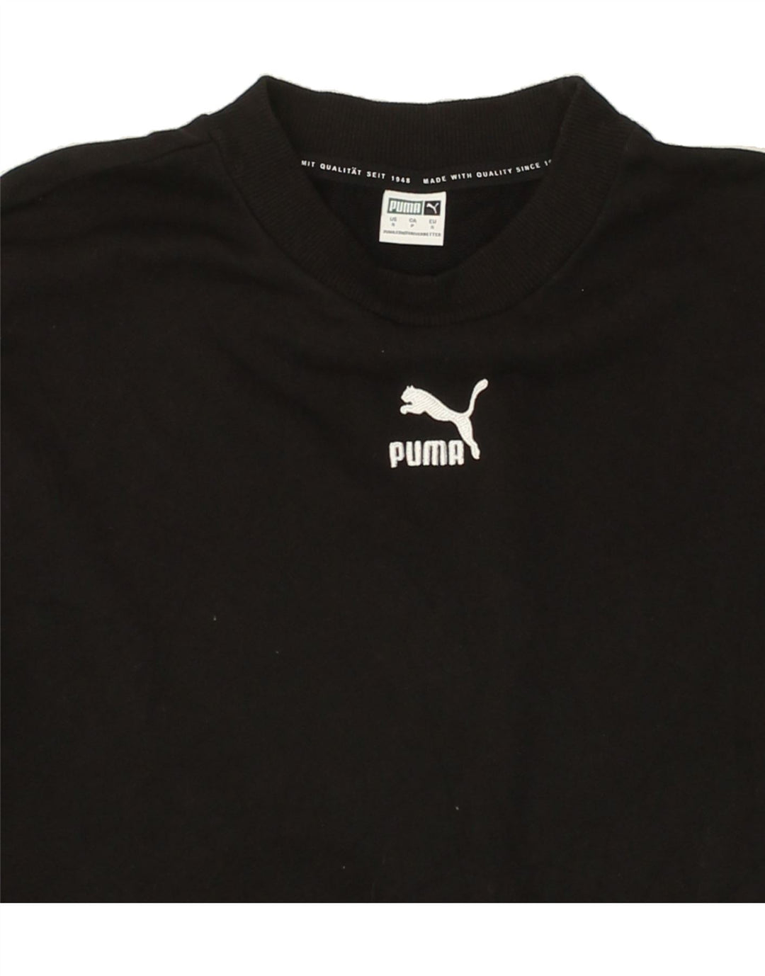 PUMA Womens Crop Sweatshirt Jumper UK 10 Small Black Cotton Vintage Puma and Second-Hand Puma from Messina Hembry 