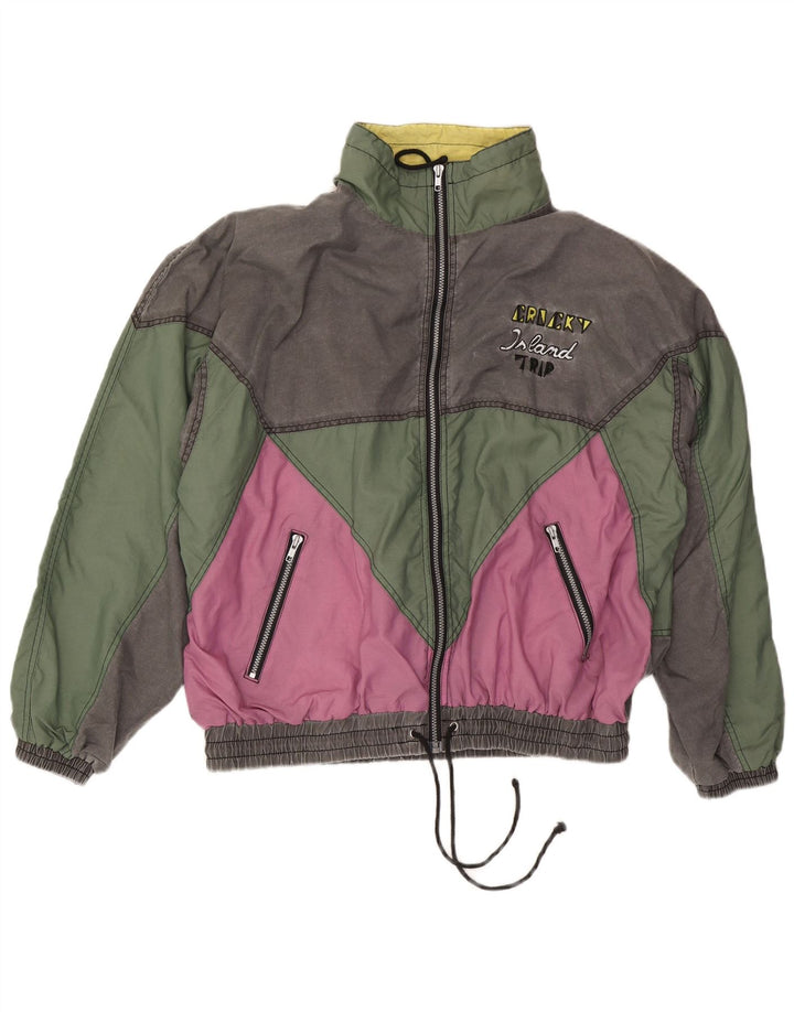 Giubbotto bomber vintage da uomo IT 52/54 XL Poliestere color block multicolore