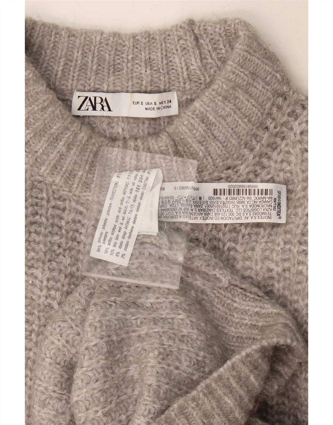 Maglione maglione oversize con collo dolcevita da donna Zara UK 10 piccolo poliestere grigio
