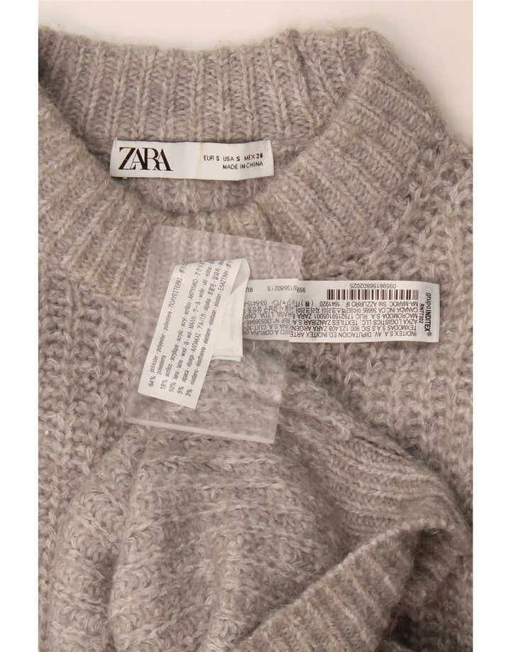 Maglione maglione oversize con collo dolcevita da donna Zara UK 10 piccolo poliestere grigio