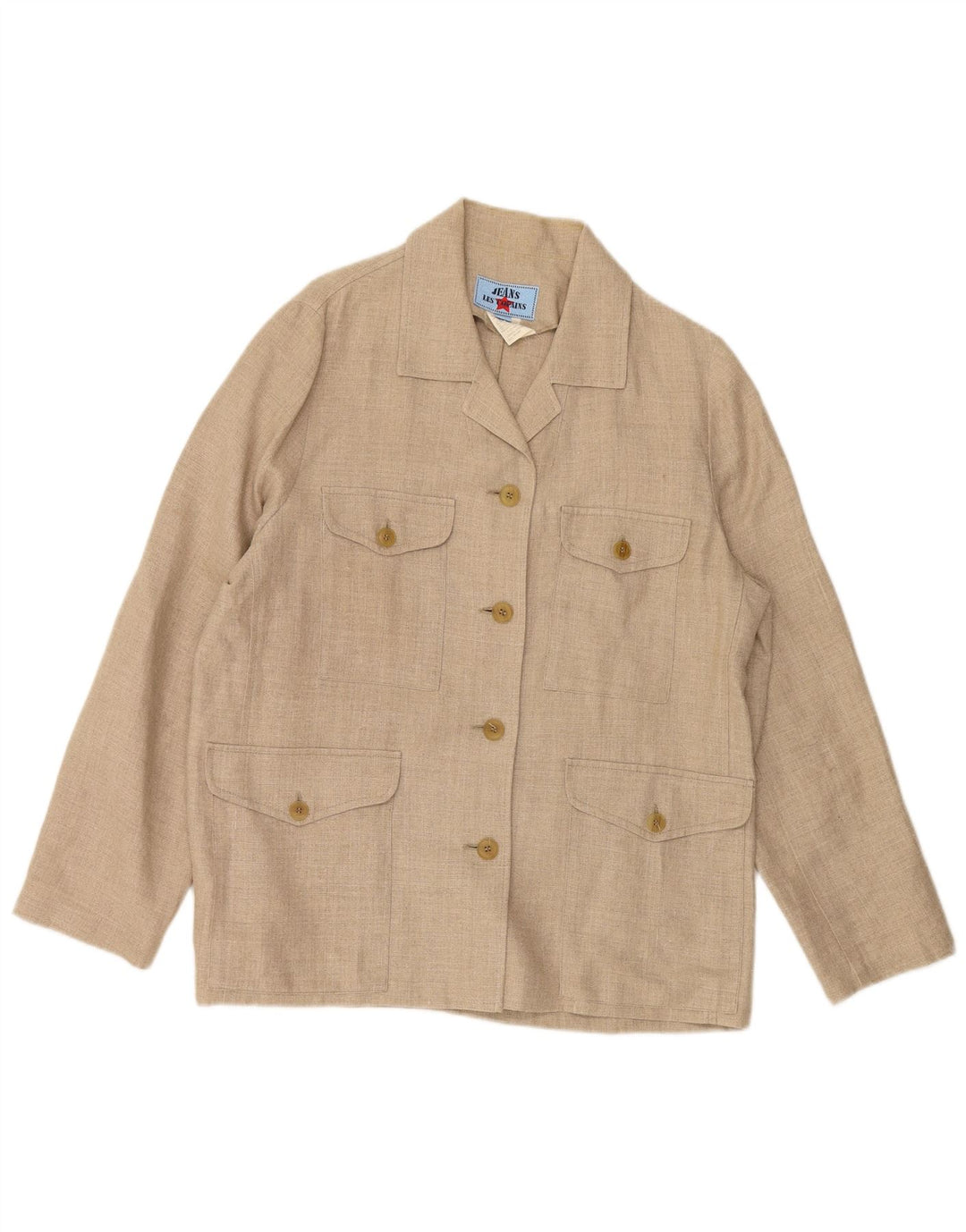 Giacca blazer da donna a 4 bottoni LES COPAINS IT 46 Large in lino beige