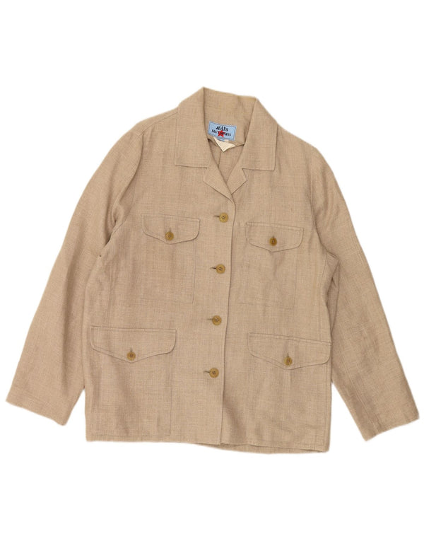 Giacca blazer da donna a 4 bottoni LES COPAINS IT 46 Large in lino beige