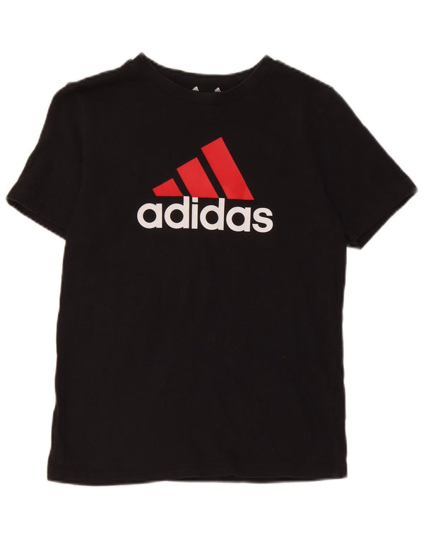 T-shirt grafica da ragazzo Adidas Top 9-10 anni in cotone nero