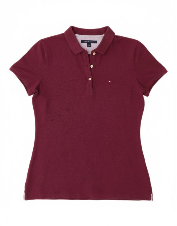 Polo da donna Tommy Hilfiger UK 12 cotone bordeaux medio