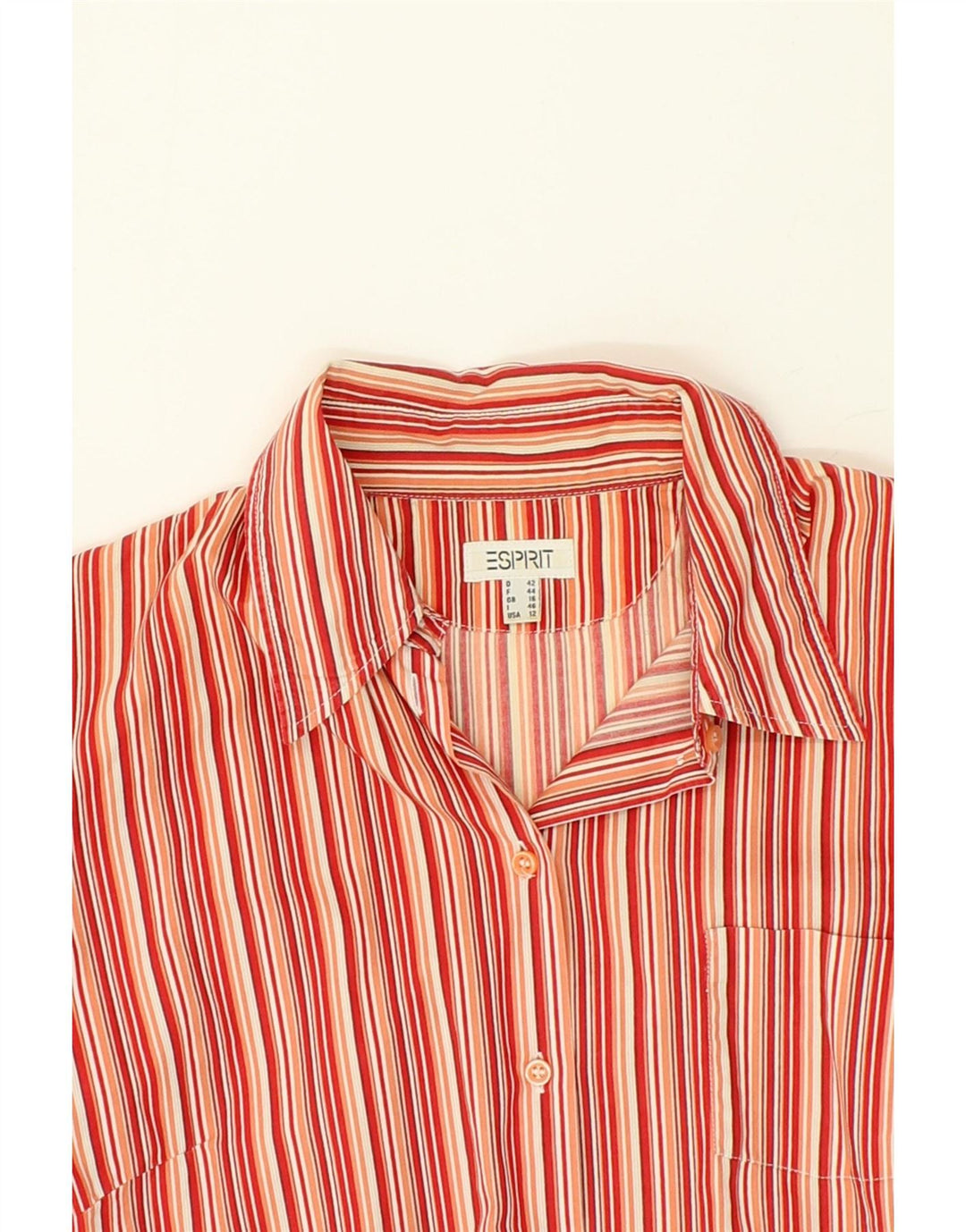 ESPRIT Womens Short Sleeve Shirt UK 16 Large Red Striped Cotton Vintage Esprit and Second-Hand Esprit from Messina Hembry 